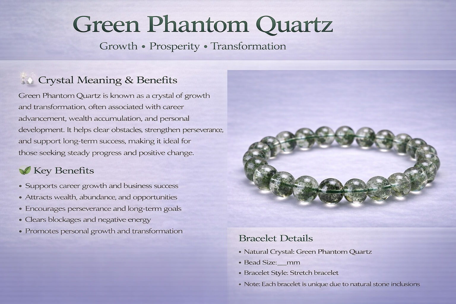 Green Phantom Quartz Bracelet